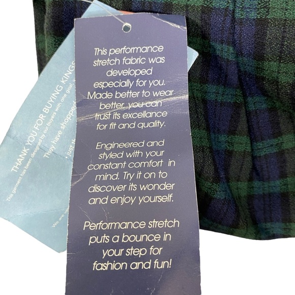 Vintage Kings Bay Womens Stretch Stirrup Pants Size 12 Green Navy Plaid USA - Picture 3 of 9